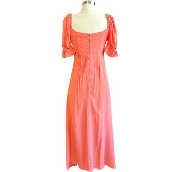 NWOT WEWOREWHAT Puff Sleeve Maxi Dress Coral - Picture 8 of 11